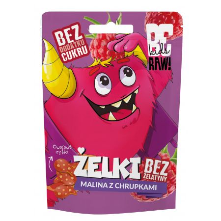 BeRaw Kids Malinové želé bez cukru s lupienkami 35 g