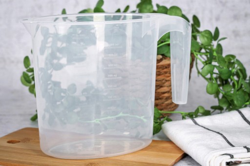 Kuchynská odmerka, džbán s váhou, oválny pohár, 1L