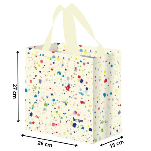 Krémová nákupná taška SPOTS z opätovne použiteľného sieťovaného materiálu 26x15x27cm