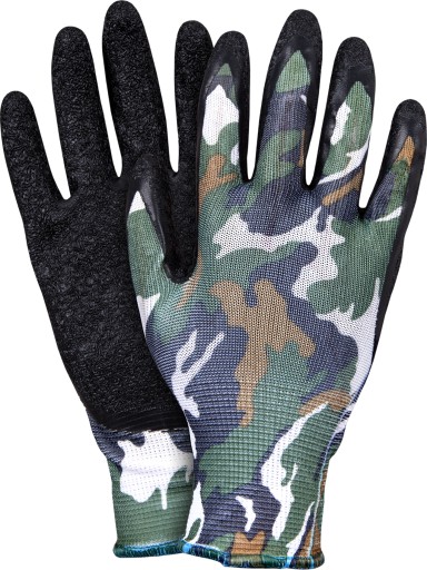 REIS Latexové pracovné rukavice dragony camo, veľkosť 10