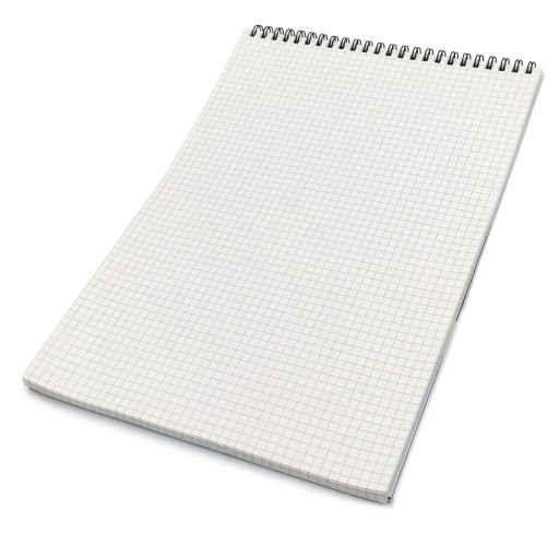 Zápisník A4, biely, modrá mriežka, 80 strán.