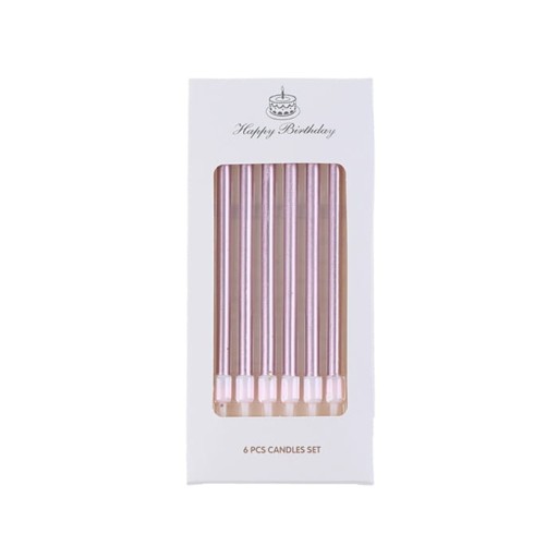 Narodeninové sviečky Rose Gold dlhé 10cm/6ks