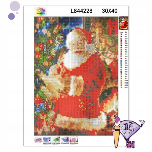 DIAMANTOVÁ VÝŠIVKA Diamantová maľba 5D diamantová mozaika pre deti Santa Claus