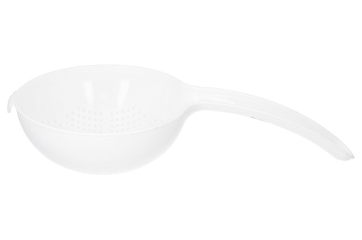 Cedník, cedník s rukoväťou, kuchynské sitko, biele, 15 cm