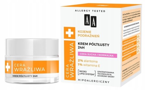 AA Sensitive Skin polomastný krém na suchú pleť + mydlo na citlivú pleť ZDARMA