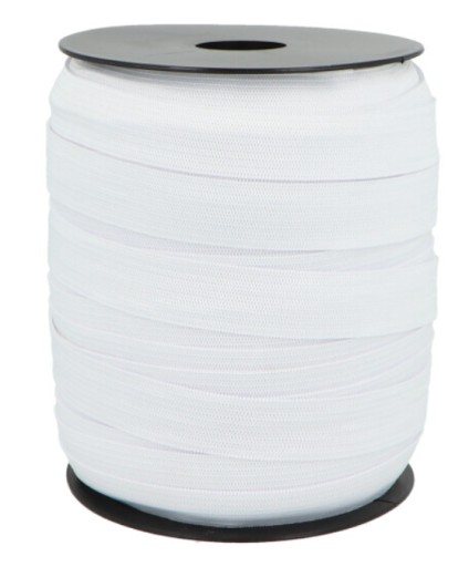 PLETENÁ GUMA, PLOCHÁ, ODEVNÁ KRAJČÍRSKA UCHA, 1,5cm, BIELA 15mm - 5m