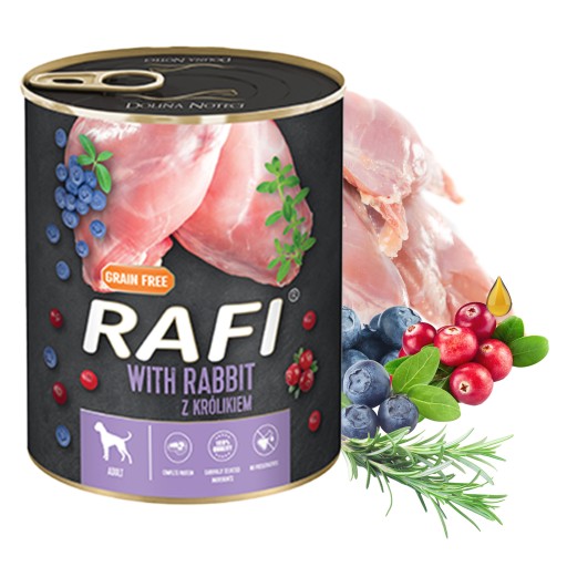 DOLINA NOTECI RAFI Mokré krmivo pre psov Králik 800g