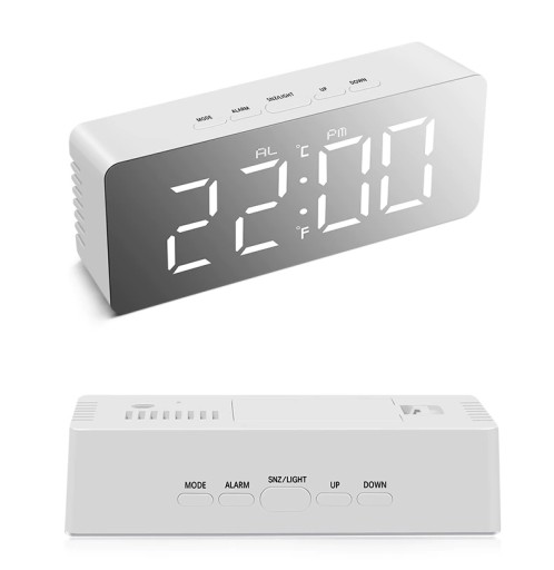 BUDÍK ELEKTRONICKÉ HODINY TEPLOMER ZRKADLO LED ZRKADLOVÉ HODINKY