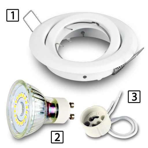 KčO halogénové nastaviteľné svietidlo BIELA + GU10 5W teplá LED žiarovka