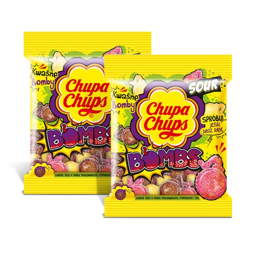 Chupa Chups kyslé želé Sour Bombs ovocné guľky 90g x2