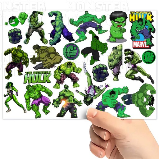 UMÝVAJÚCE DOČASNÉ TETOVANIE PRE DETI DETI HULK ORIGINÁLNE DIZAJNY