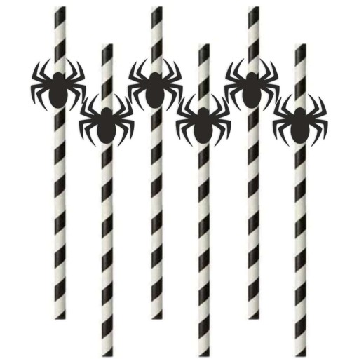papierové SLAMKY s PRUHMI čierne PAVÚKY tarantule HALLOWEEN X6