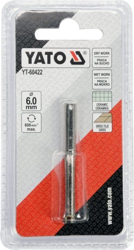 DIAMANTOVÝ VŔTAČ YATO DO hrnčiarskej keramiky 6mm