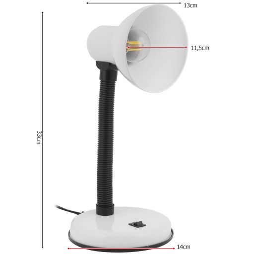 Biela nastaviteľná LED stolová lampa do školy