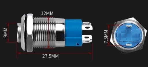 VYPÍNAČ, MONOSTABILNÉ TLAČIDLO RESET, 12MM, OCHRANNÉ VANDALOM