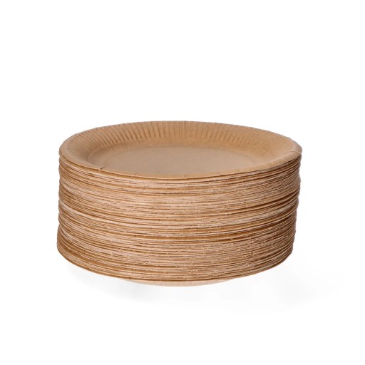 Jednorazové okrúhle kraft papierové taniere, ekologické, 18 cm, x100
