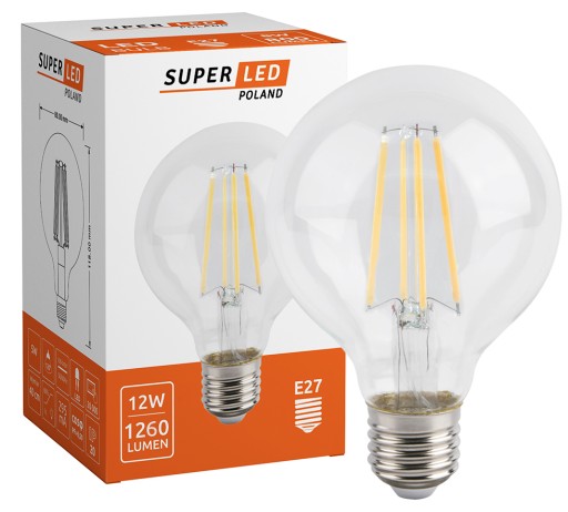 LED žiarovka E27 Filament 12W Edison Decorative G80