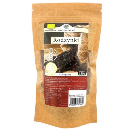 Bio bezlepkové hrozienka 250 g Five Transformations