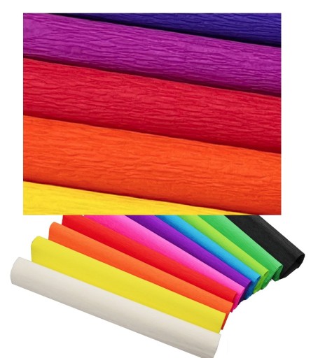 Krimpovaný hodvábny papier, 10 kusov, 2m, mix farieb, krimpovaný