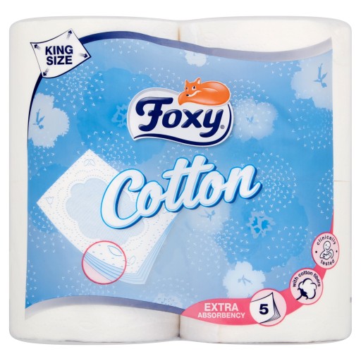 Toaletný papier Foxy COTTON - 5 vrstiev, odolný, jemný - 4 rolky