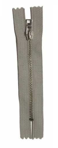 Tenký pevný kovový zips, béžová, 16 cm