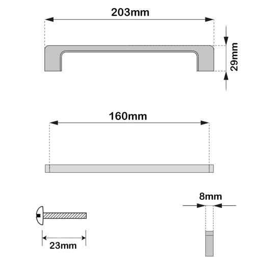 ÚCHYTKA NA NÁBYTOK NA ŠATNÍK, SKRINÍKY, ZÁSUVKY, KUCHYŇSKÁ ÚCHYTKA ČIERNA 160mm ŤAŽKÁ