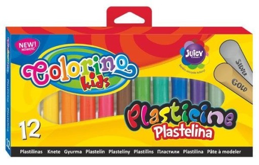 Colorino Kids Plasticine 12 farieb zlatá + strieborná