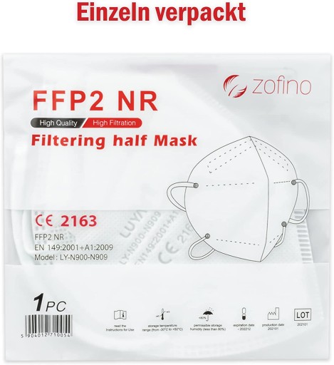 Protiprachová polomaska ZOFINO FFP2 NR