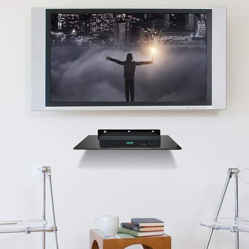 SKLENENÝ POLIČNÝ DRŽIAK PRE NÁSTENNÝ TV ŠTANDARDNÝ DEKODÉR DVD