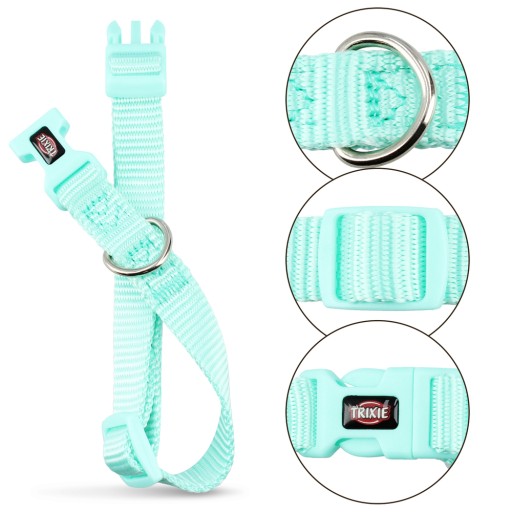 Prémiový obojok, pre psov, mint farba, S: 25–40 cm/15 mm