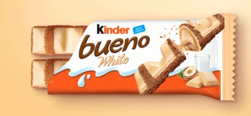 5 x Kinder Bueno biela oblátková tyčinka, biela čokoláda, lieskovoorieškový krém, 39 g