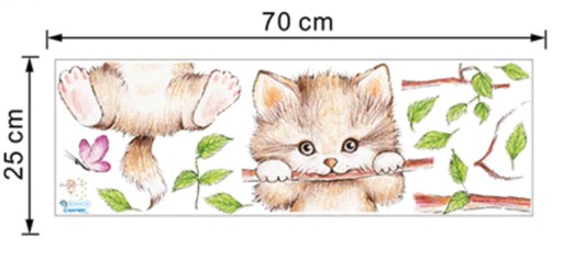 Samolepka na stenu Mačka Mačiatko na konári 70 cm