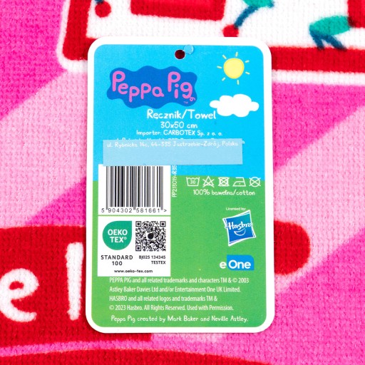 Osuška do škôlky 30x50 peppa pig pink peppa