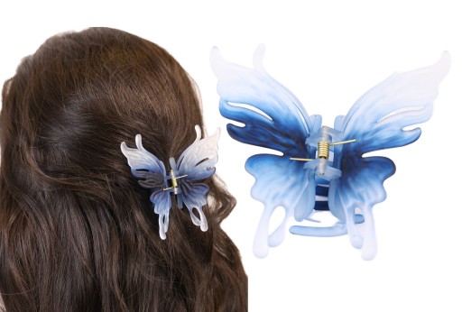 Ozdoby do vlasov veľká spona BUTTERFLY spona krabia čeľusť Modrá