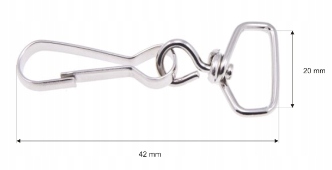 Zapínanie Zapínanie na homáre, rovná kovová kľúčenka, 20 mm, nikel