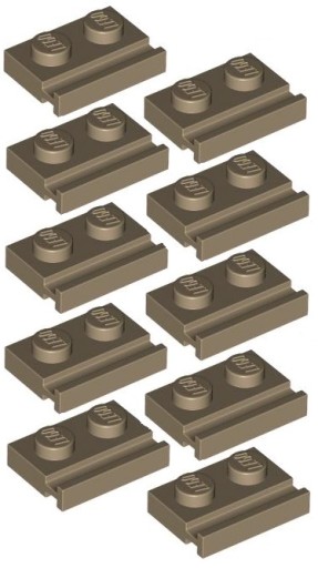 LEGO Plate 1x2 C Rail Béžová 32028/4616711 x10
