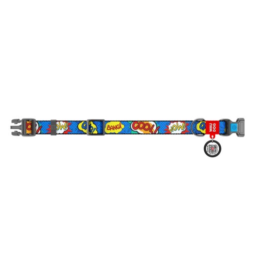 Obojok pre psa, kresba WOW, 28-40 cm 20 mm