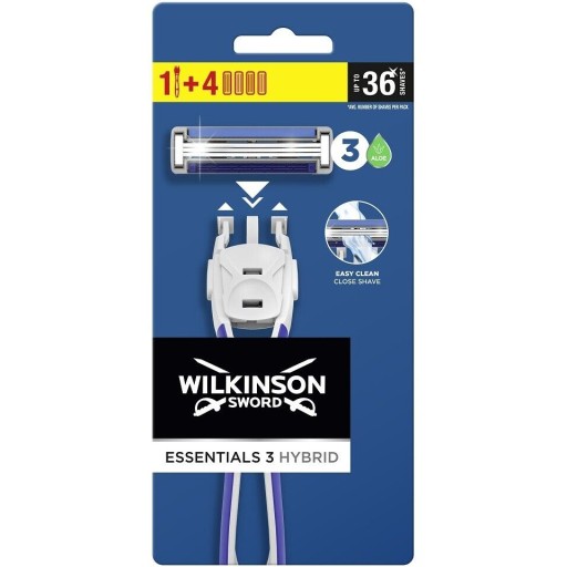 Hybridná súprava na holenie WILKINSON Essentials 3 4x kazeta + rukoväť