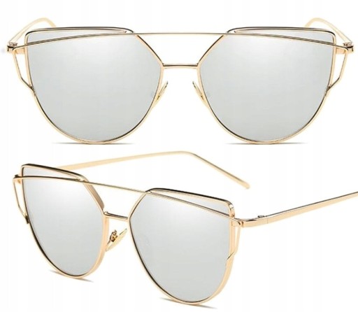 Dámske zlaté glam oko kovové mačacie okuliare UV400 SLR Gold BOHO