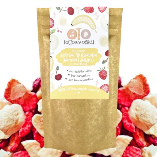 Mrazom sušené ovocie v kúskoch Crunchy MIX Banán Čerešňa 20g Otolandia