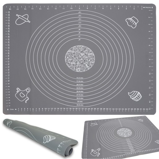 VEĽKÁ SILIKÓNOVÁ DOSKA KUCHYŇSKÁ ROHOŽKA 70x50 XXL SILNÁ ŠEDÁ