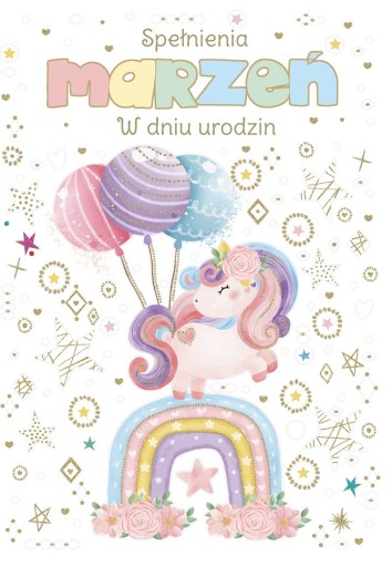 Blahoželanie k narodeninám s prianím pre dievča Unicorn Gift TS192