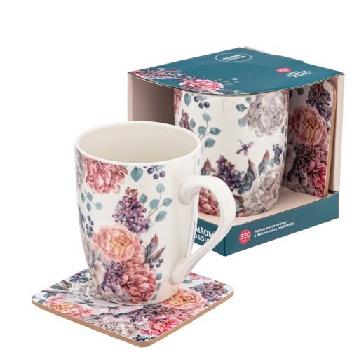 Hrnček na kávu + podložka pod hrnček Altom Design Lilac Bez 320 ml