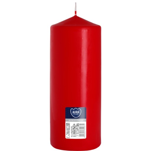 ČERVENÁ SVIEČKA VEĽKÁ valcová, neparfumovaná, SVIEČKA PARAFÍNOVÁ 20CM 90H 800G