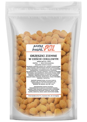CIBUĽOVÉ ARAŠIDY 500g Pečené arašidy zelená cibuľa Kol-Pol