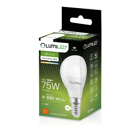 E14 P45 LED žiarovka MALÁ GUĽA 10W = 75W 4000K Neutrálna farba CCD LUMILED