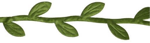 STUHA, zelená stuha s listami, 3 m