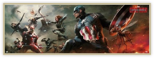 Plagát občianskej vojny Marvel Captain America 158 x 53 cm
