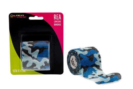 Elastická samolepiaca súdržná bandáž Rea Tape 5cm x 4,5m camo modrá