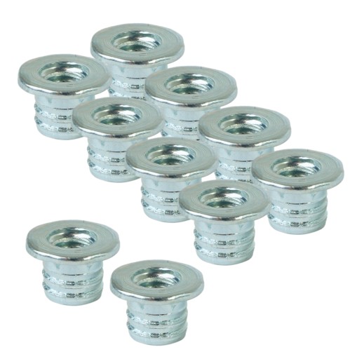 10x zásuvka M5 x 6,5 mm s golierom, tepaná nábytková vložka na drevené nožičky